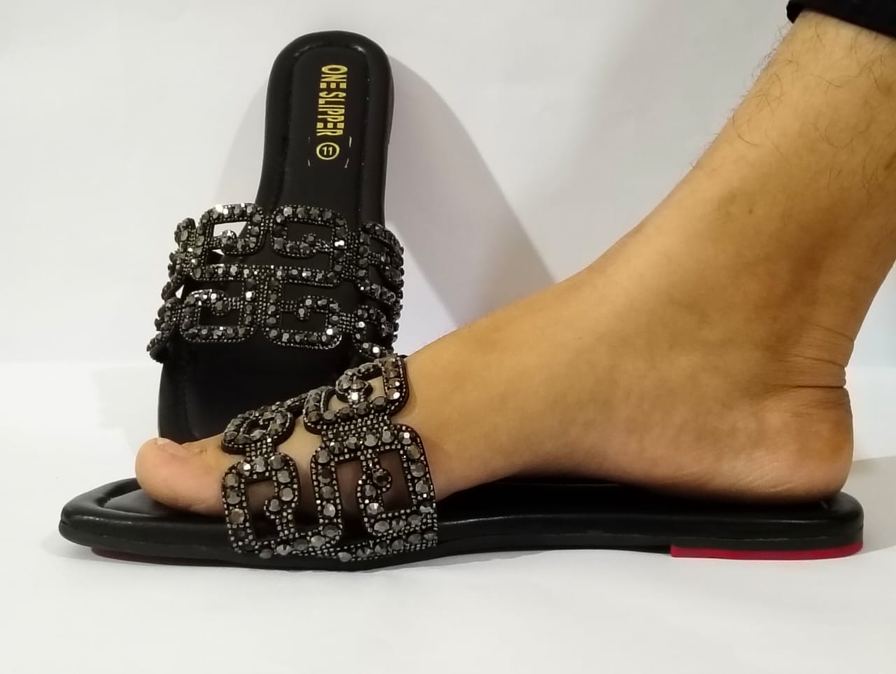 Women's Black Summer Slippers - Jelly Sole | ( 701A )