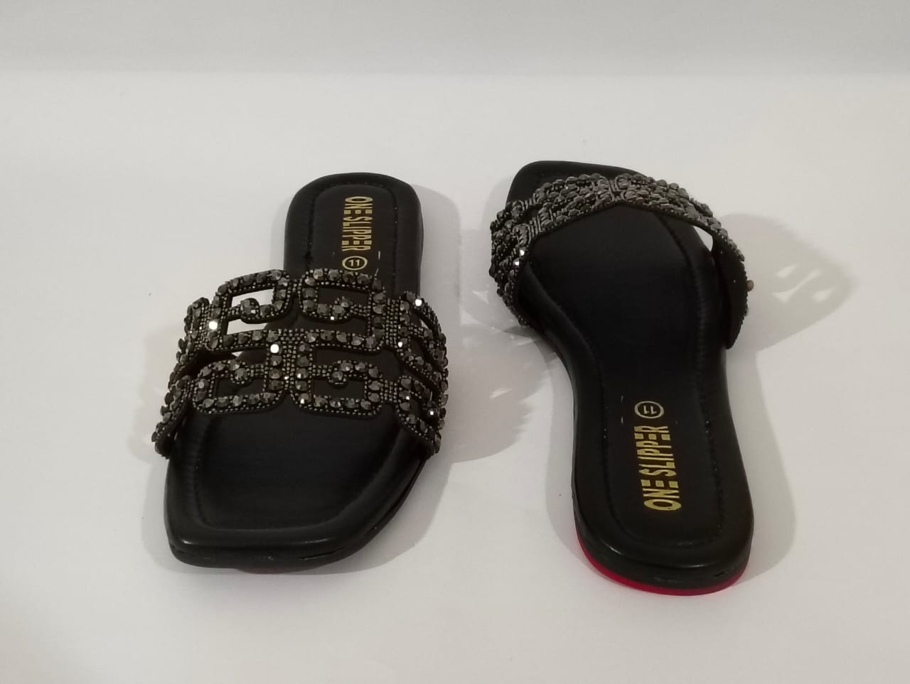 Women's Black Summer Slippers - Jelly Sole | ( 701A )